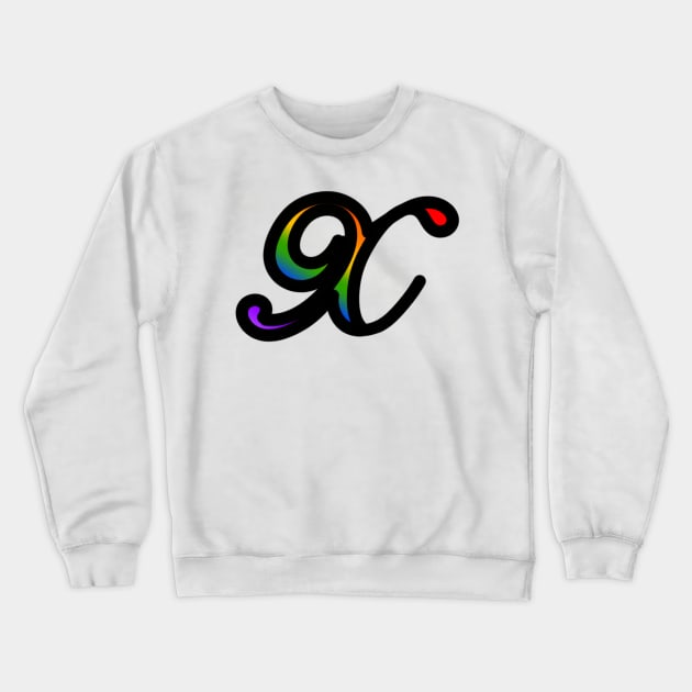 Rainbow Cursive Letter X Crewneck Sweatshirt by JennaBunnies